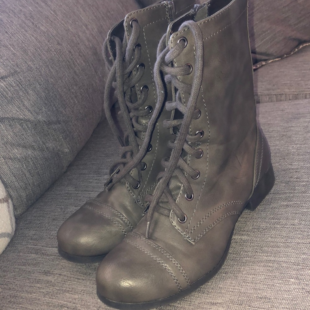 Gray Combat Boots